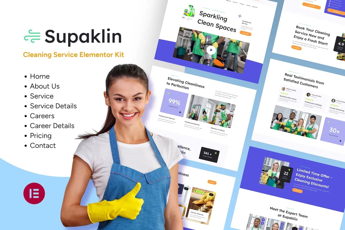 Supklin – Cleaning Service Business Elementor Template