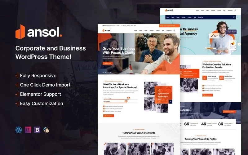 Ansol – Corporate and Business WordPress Theme