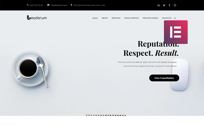 Leaderum – Minimal Business WordPress Elementor Theme WordPress Theme