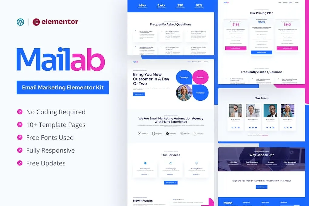 Mailab – Email Marketing Elementor Pro Template