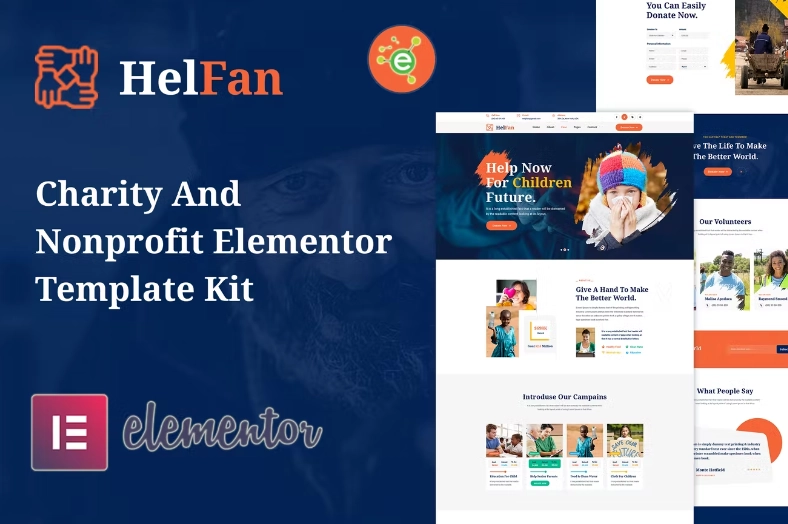 HelFan – Charity and Nonprofit Elementor Template