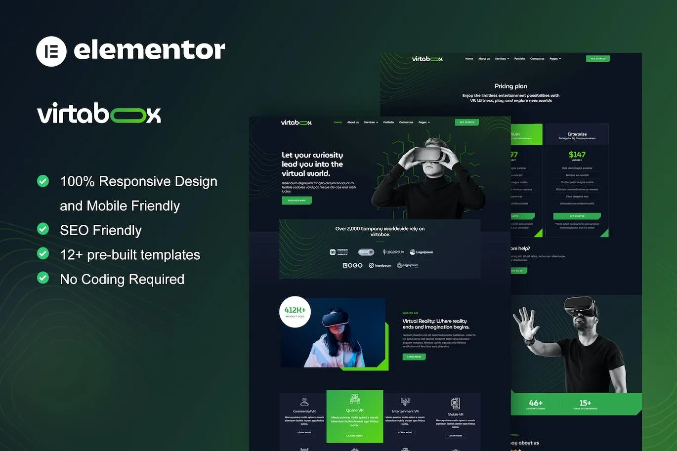 VirtaBox – Virtual Reality Services Elementor Template