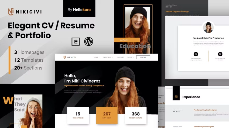Nikicivi – Elegant CV/Resume & Portfolio Elementor Template