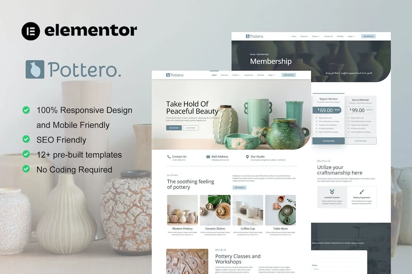 Pottero – Pottery & Ceramics Studio Elementor Template