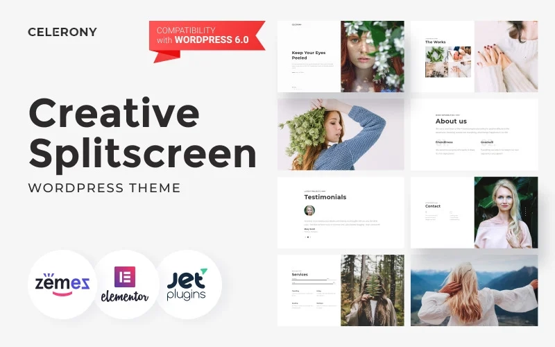 Celerony – Creative Splitscreen WordPress Elementor Theme WordPress Theme