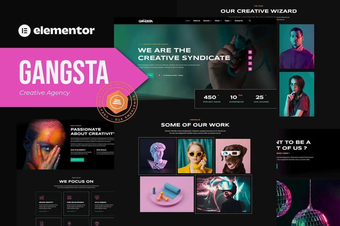 Gangsta – Creative Agency & Portfolio Elementor Template