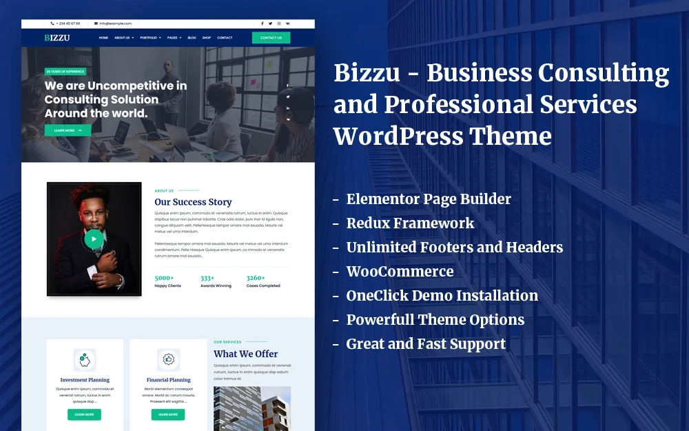 Bizzu – Business Consulting and Professional Services WordPress Theme