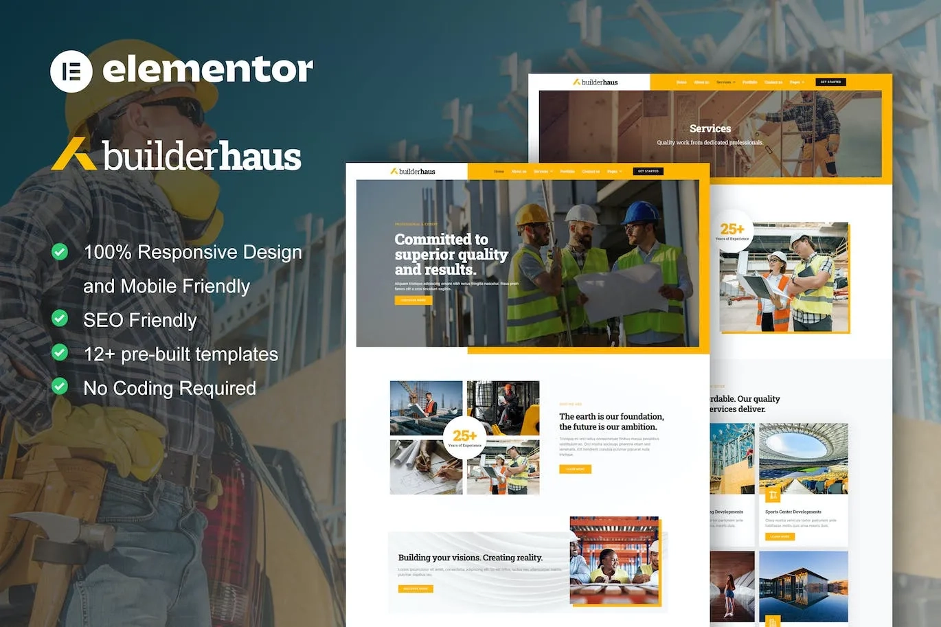 BuilderHaus – Construction Company Elementor Pro Template