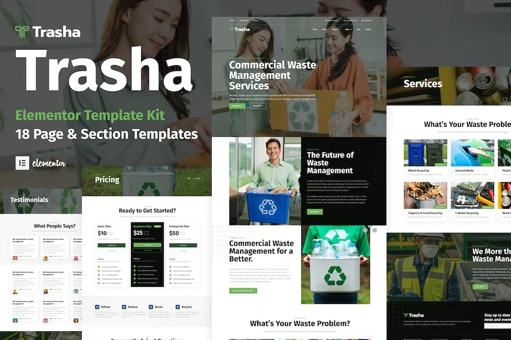 Trasha – Waste Management & Recycling Service Elementor Template