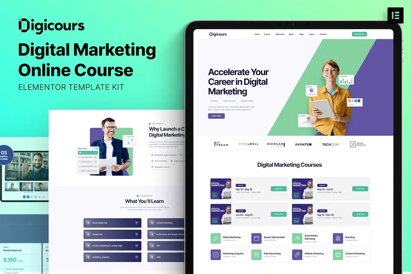 Digicours – Digital Marketing Online Course Elementor Template