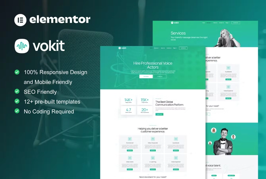 Vo – Voice Over Services Elementor Template Kit