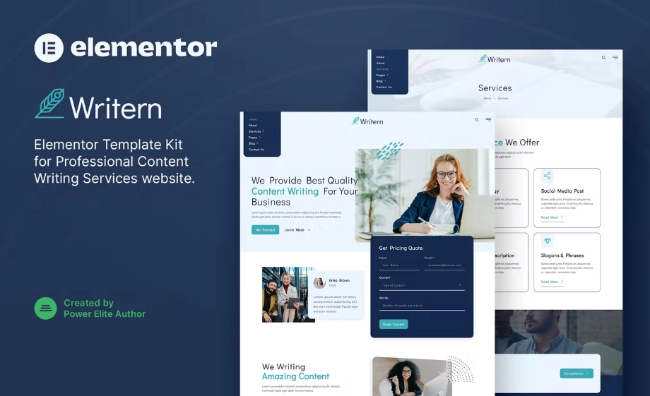 Writern – Content Writing Services Elementor Template