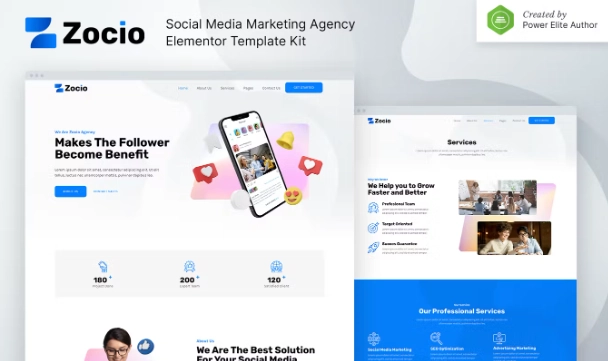 Zocio – Social Media Marketing Agency Elementor Template