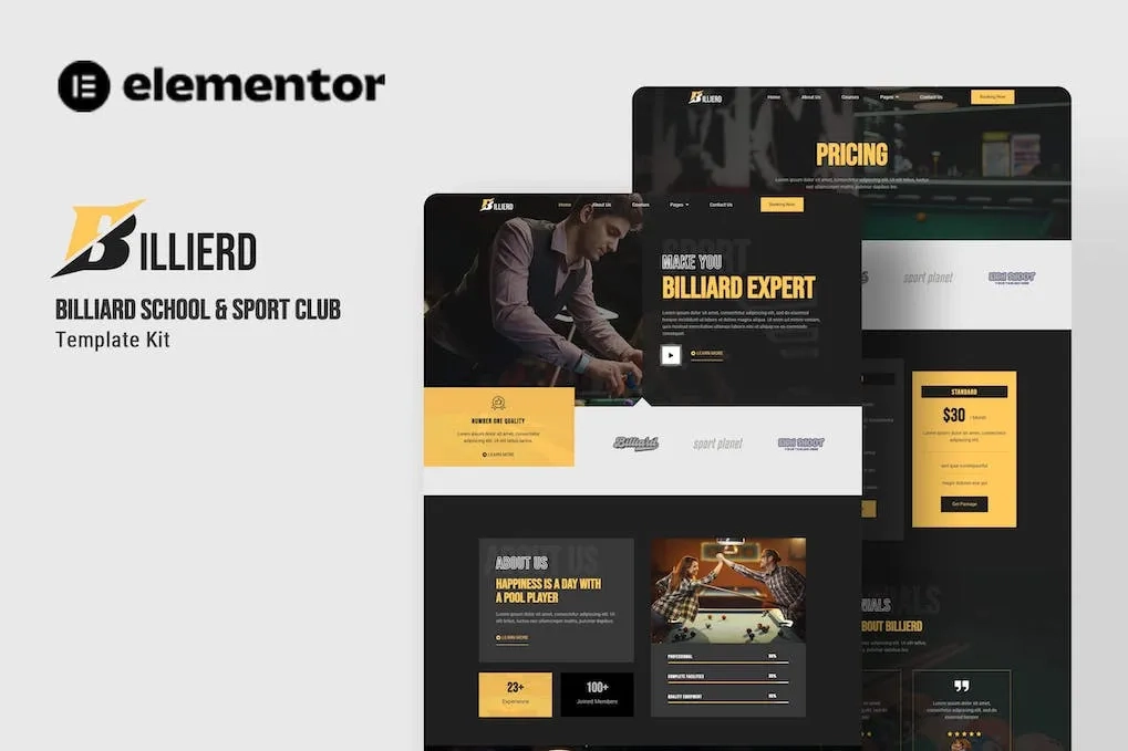 Billierd – Billiard School & Sport Club Elementor Template