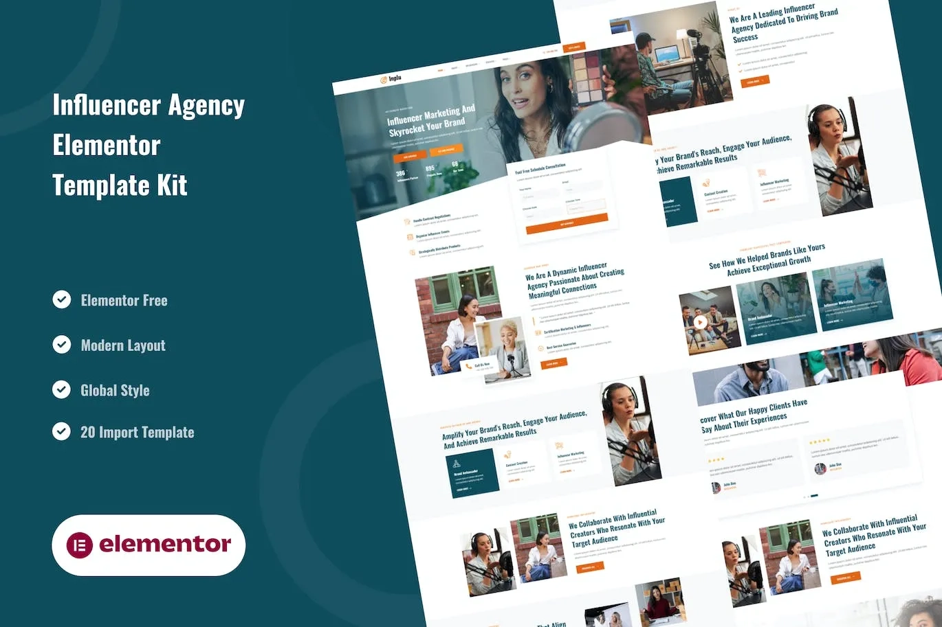 Inplu – Influencer Agency & Marketing Elementor Template