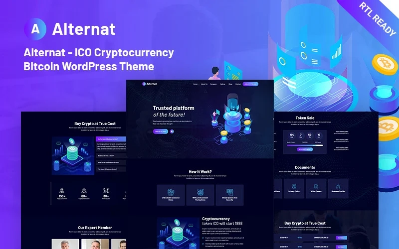 Alternat – ICO Cryptocurrency Responsive Bitcoin WordPress Theme