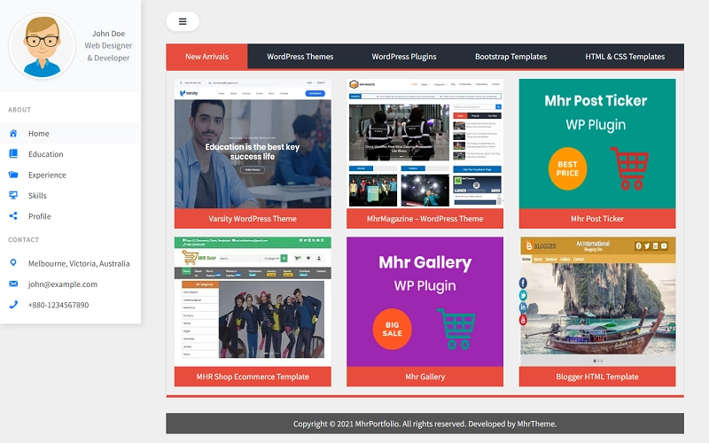MhrPortfolio – Portfolio and Digital Product Based WordPress Theme