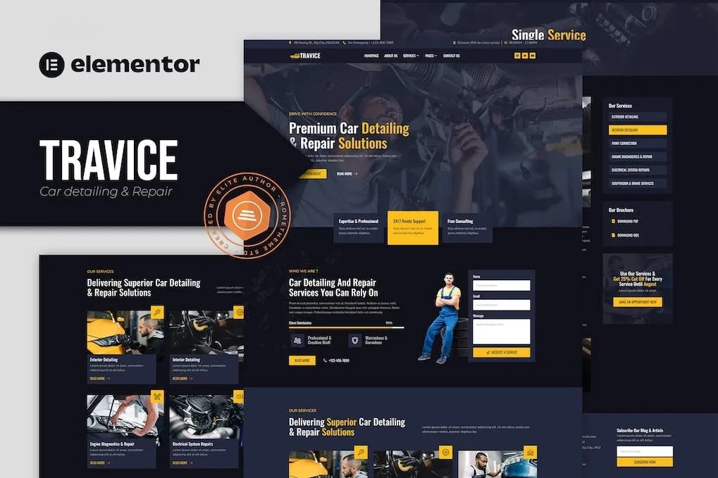 Travice – Car Detailing Service & Car Repair Elementor Template