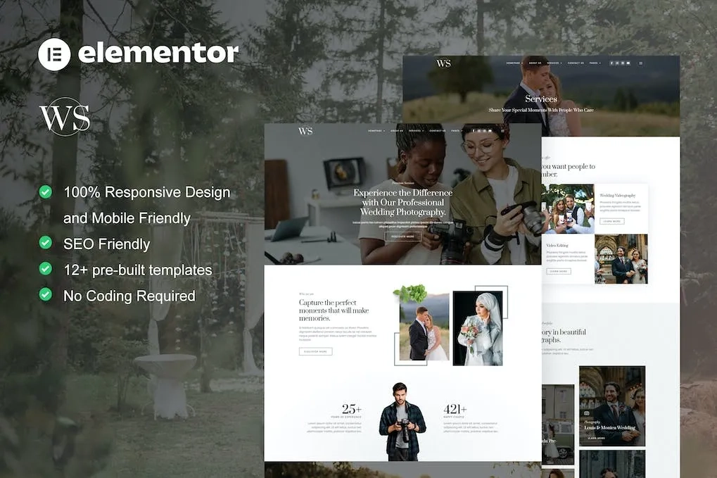 Wedshot – Wedding Photography Service Elementor Template