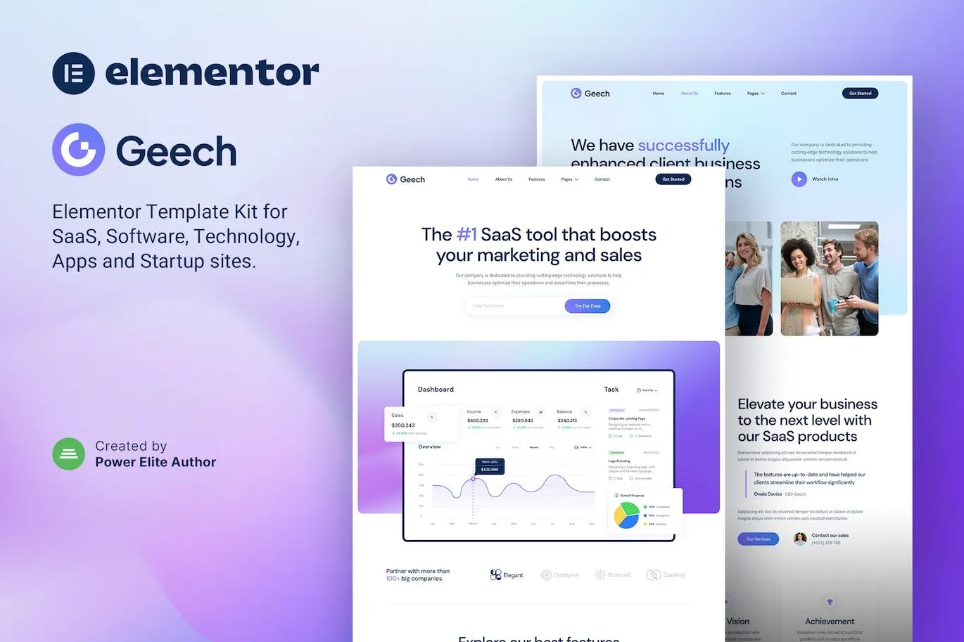Geech – SaaS & Tech Startup Company Elementor Template