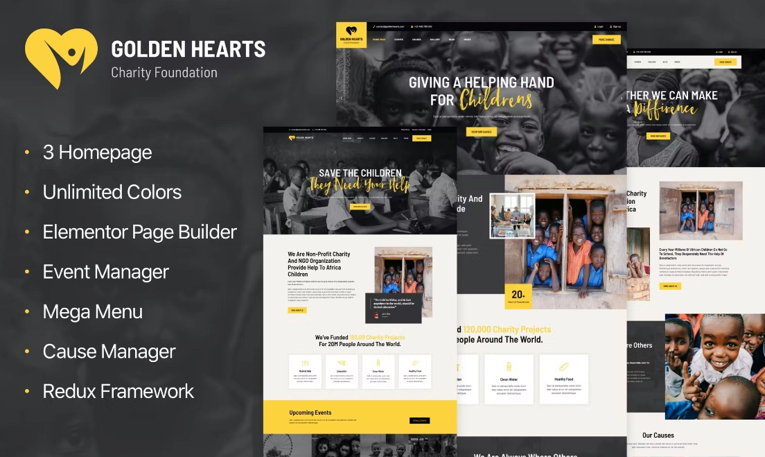 Golden Hearts – Fundraising & Charity Theme