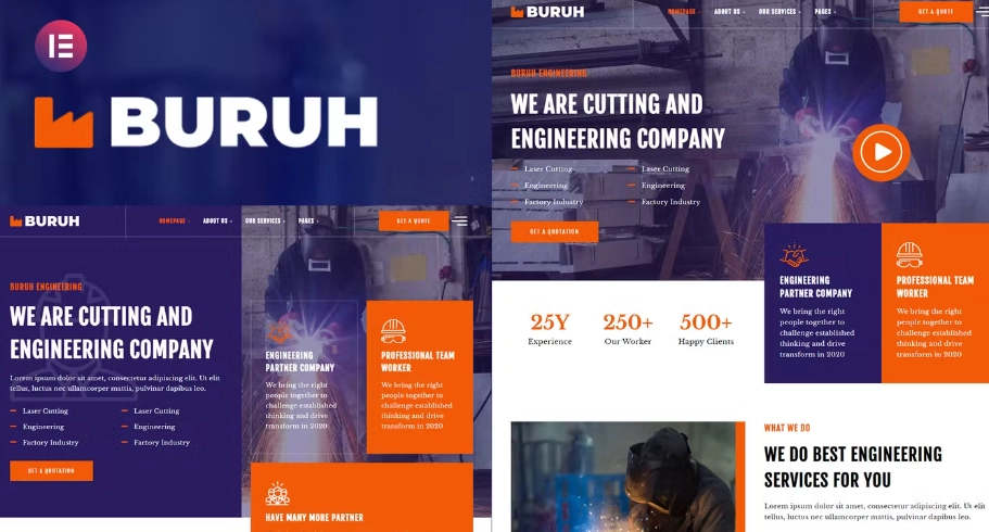 Buruh – Laser Cutting & Engineering Company Elementor Template