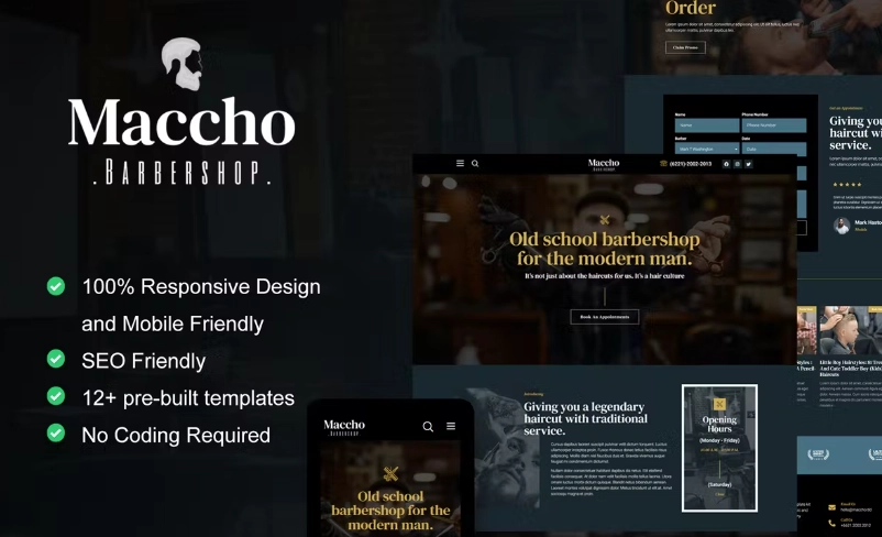 Maccho – Gentlemen Barbershop Elementor Template