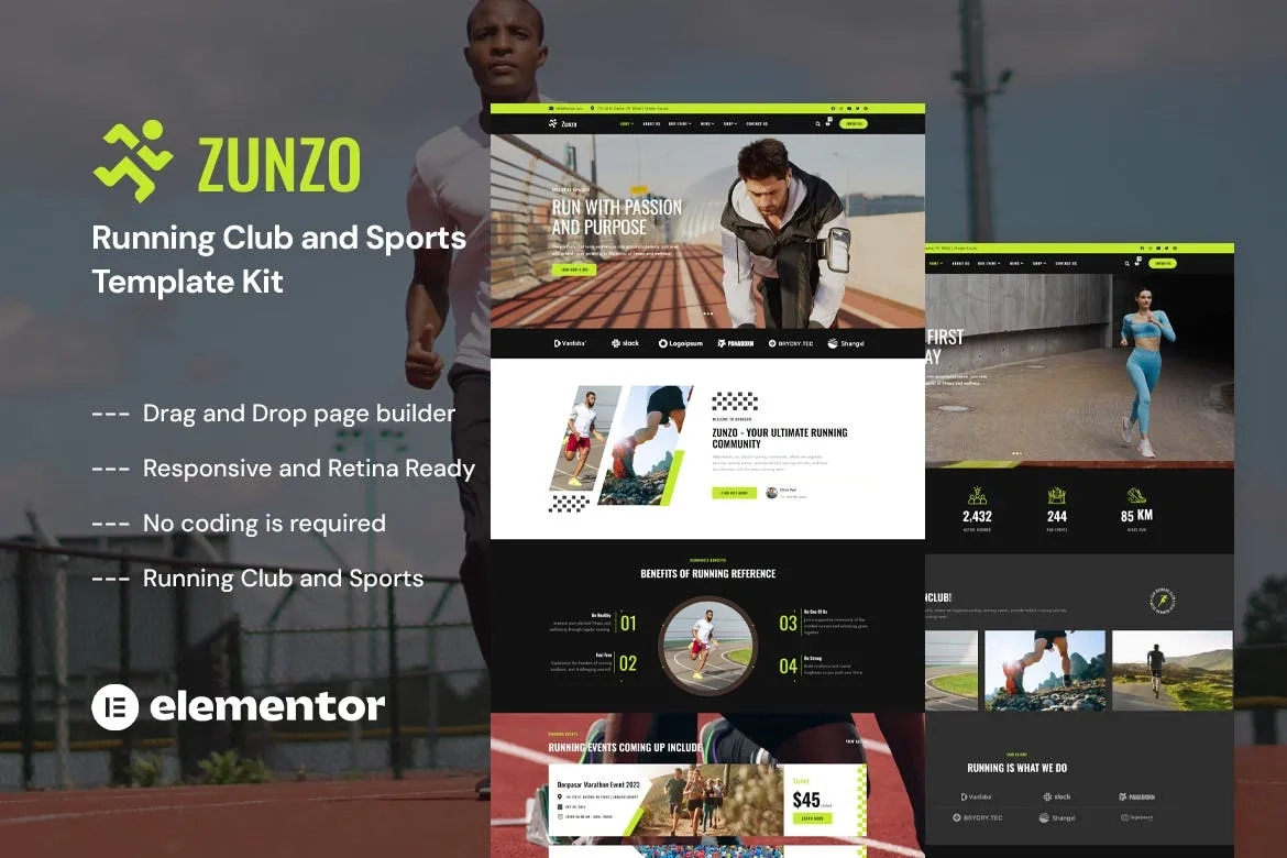 Zunzo – Running Club & Sports Elementor Pro Template