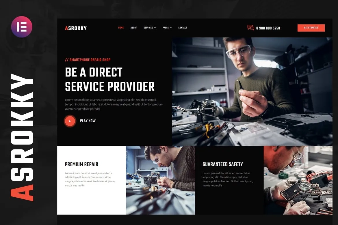 Asrokky – Smartphone Repair Shop Elementor Template
