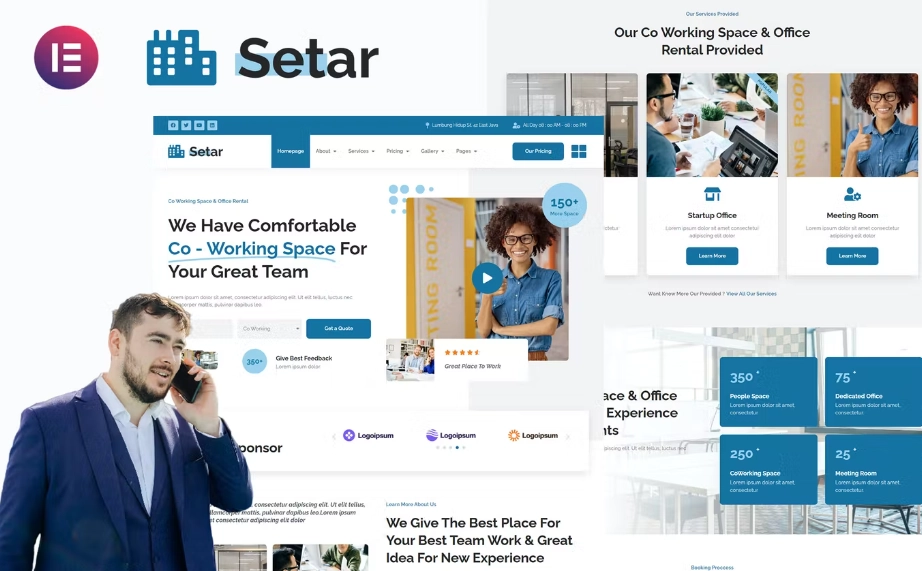 Setar – Coworking Space & Startup Office Elementor Template