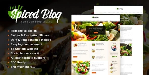 Spiced Blog – A Crisp Recipes & Food Personal Page WordPress Theme