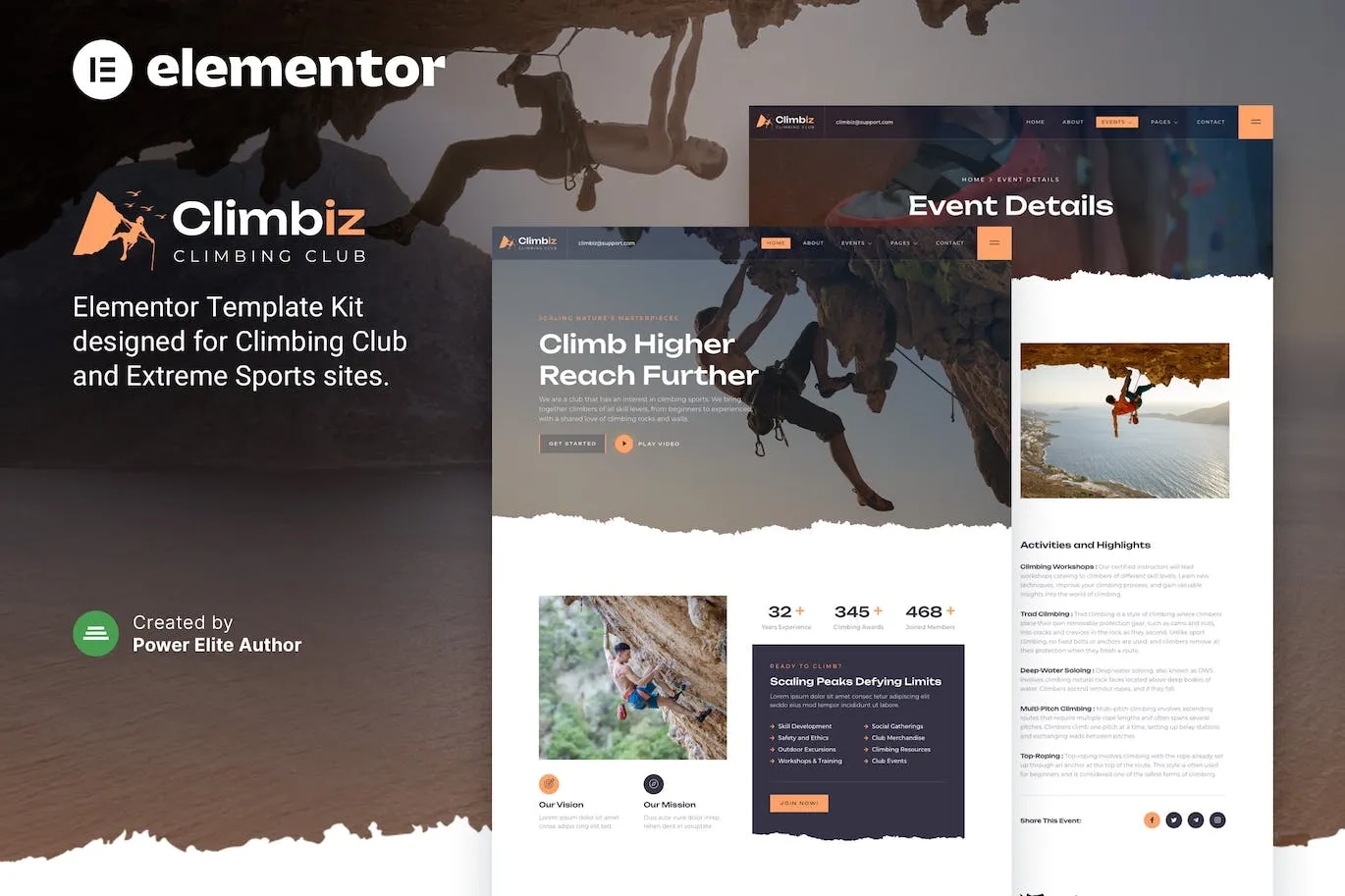 Climbiz – Climbing Club & Extreme Sports Elementor Template