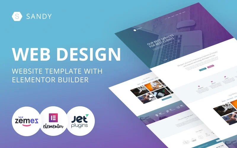 Sandy – Web Design Website Template with Elementor Builder WordPress Theme