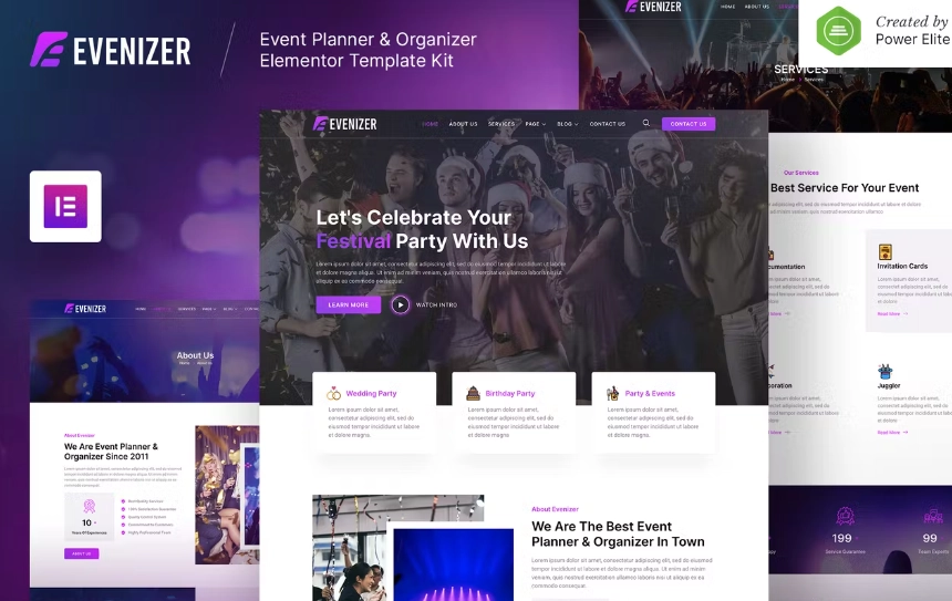 Evenizer – Event Planner & Organizer Elementor Template