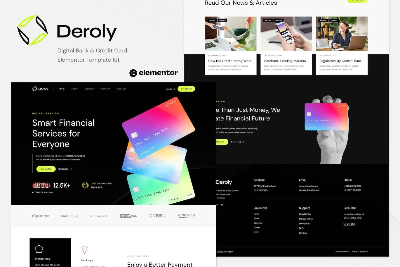 Deroly – Digital Bank & Credit Card Elementor Template