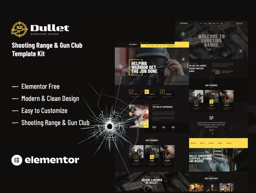 Dullet – Shooting Range & Gun Club Elementor Template