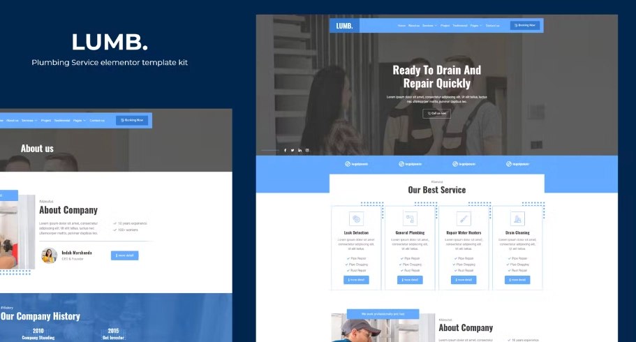 Lumb – Plumbing Service Elementor Template