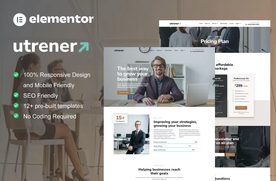 Utrener – Business Coach Elementor Pro Template