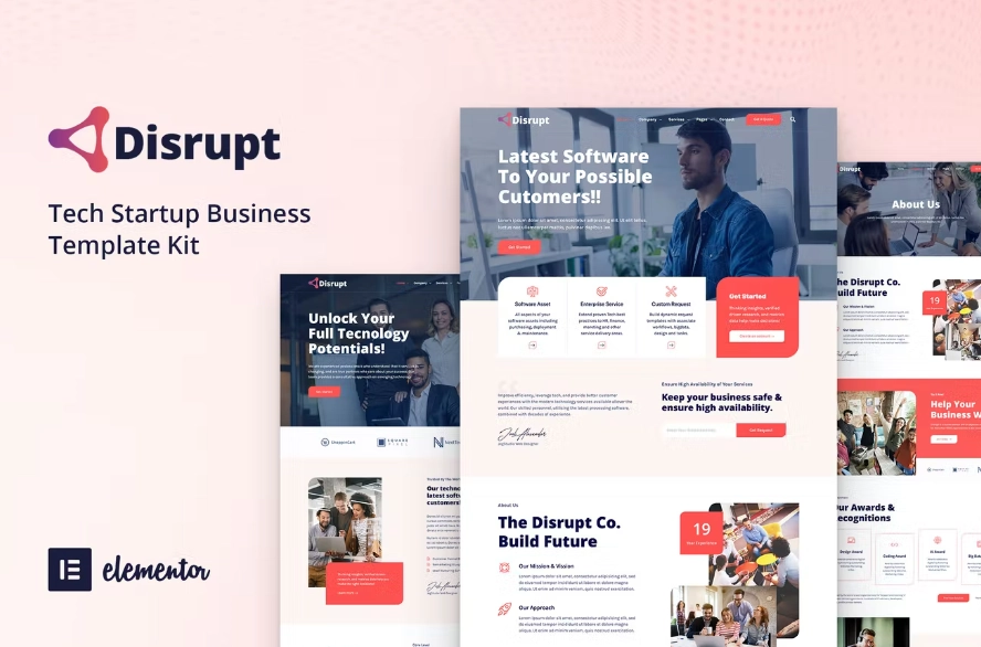 Disrupt – Tech Startup Business Elementor Template