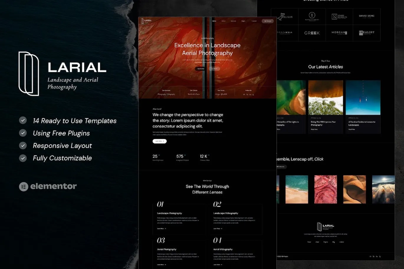 Larial – Landscape & Aerial Photography Elementor Template