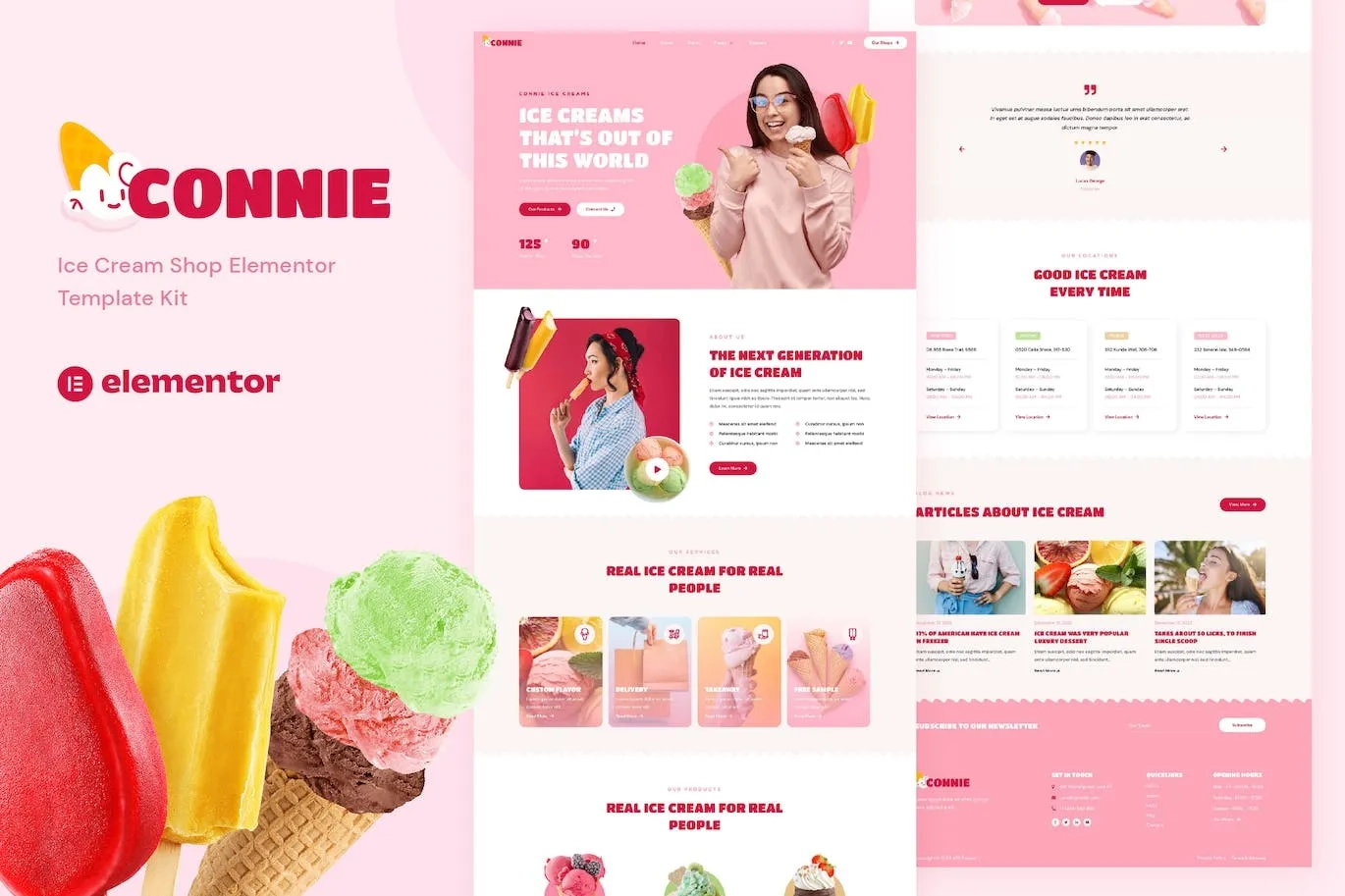 Connie – Ice Cream Shop Elementor Template