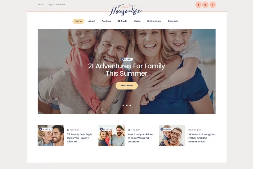 Modern Housewife – Beautiful Housewife’s & Family Blog WordPress Theme