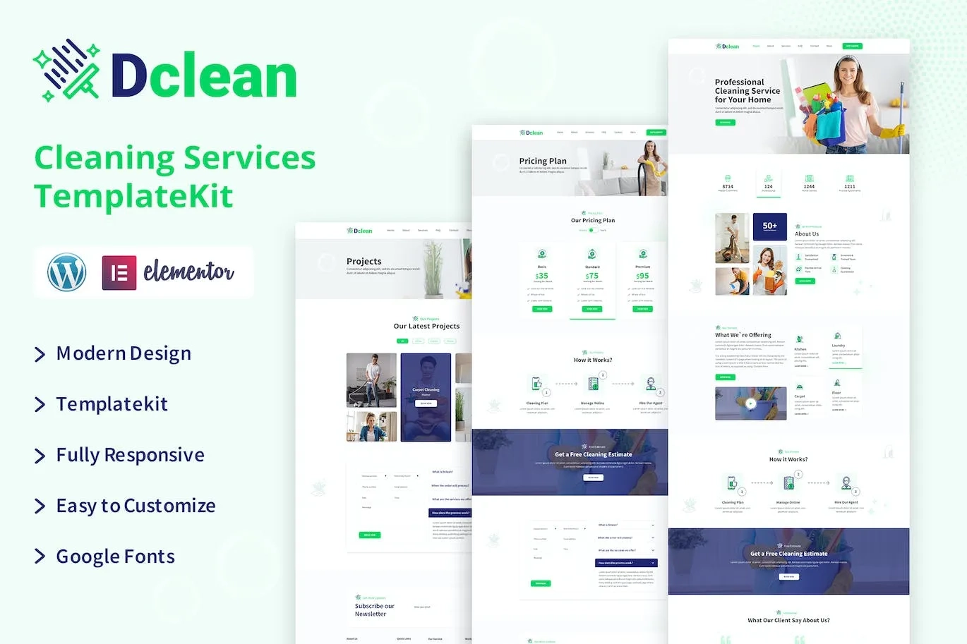 Dclean | Cleaning Services Elementor Template