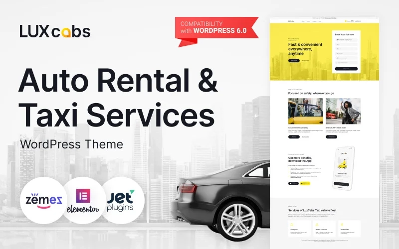LuxCabs – Auto Rental & Taxi Services WordPress Theme