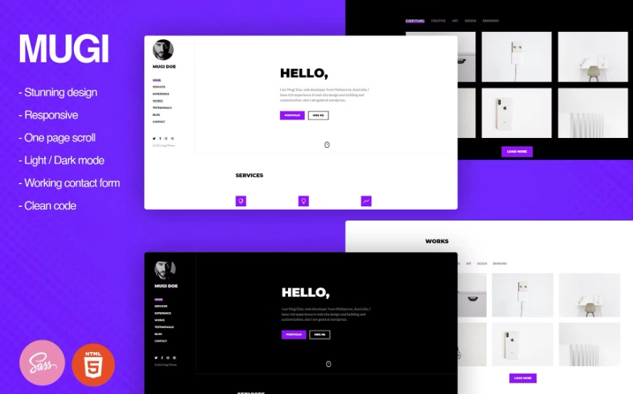 Mugi – Personal Portfolio & Resume WordPress Theme