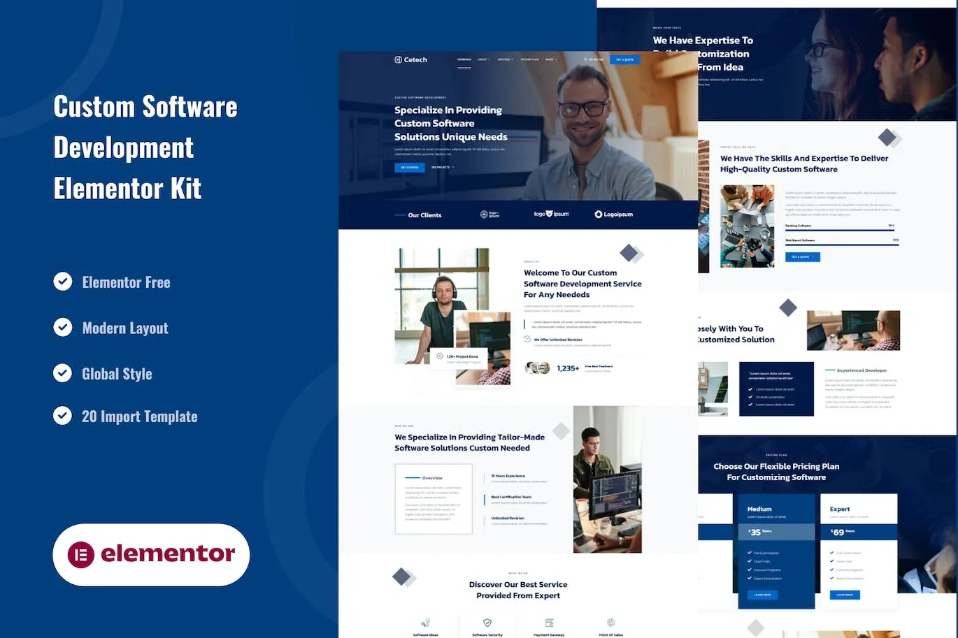 Cetech – Custom Software Development Services Elementor Template