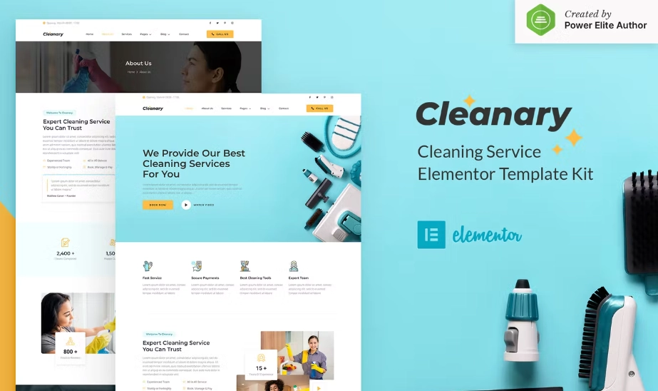 Cleanary – Cleaning Service Company Elementor Template