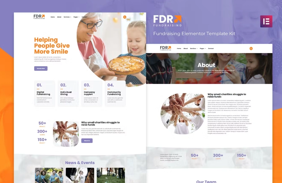 FDR – Fundraising Elementor Template