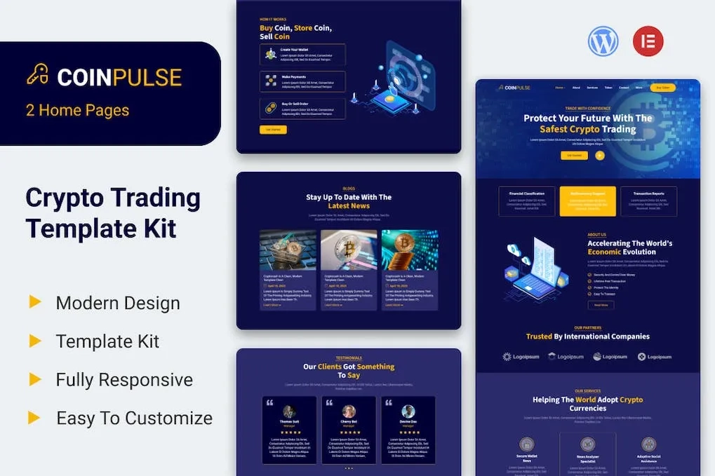 Coinpulse – Crypto Currency & Trading Elementor Template