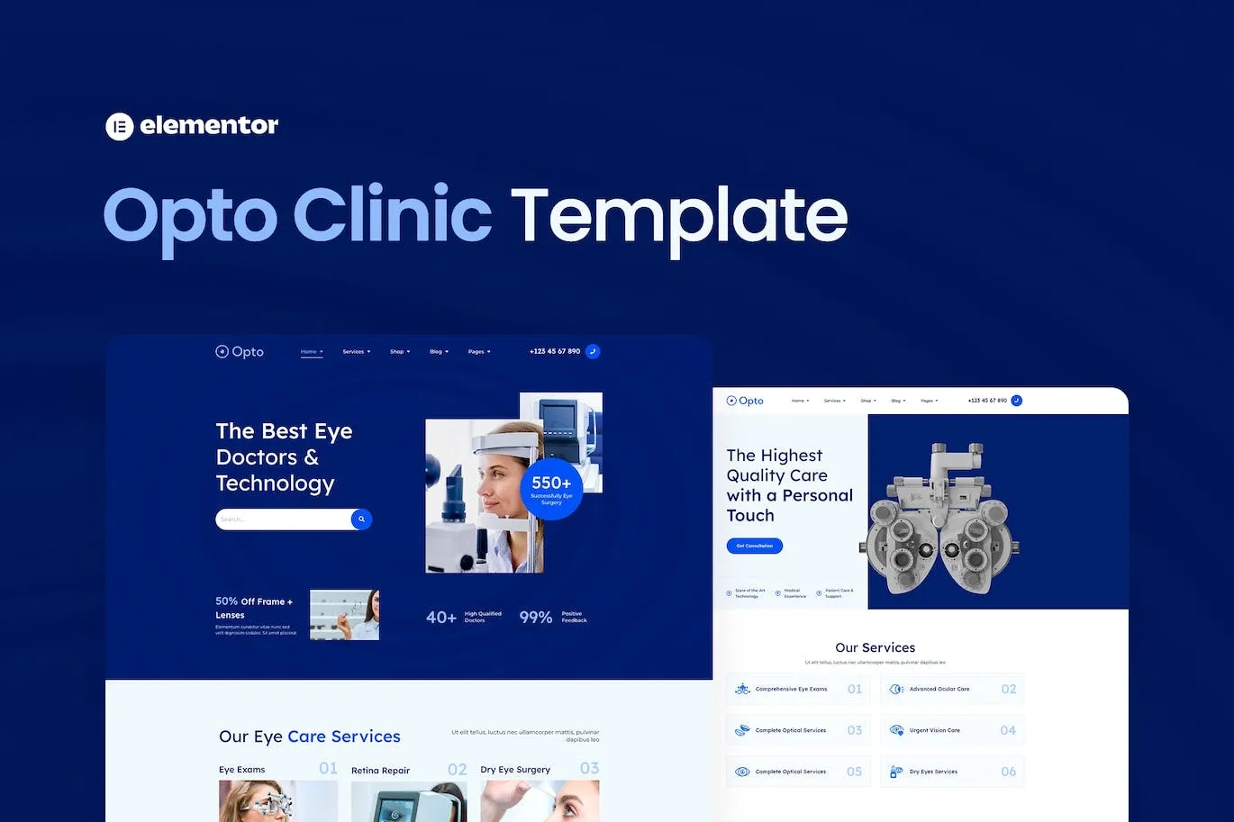 Opto – Eye Care Center Elementor Pro Template